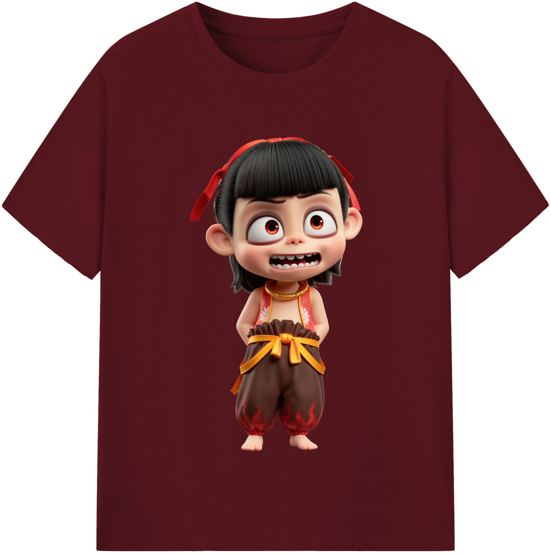 （画像用） Ne Zha 2 ナタ 魔童の大暴れ 綿100％半袖Tシャツ（フロントプリント）